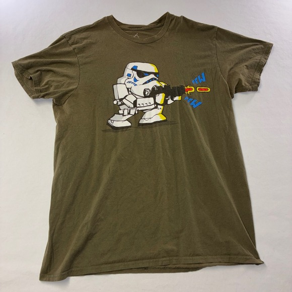 Hanes Other - 594 Sci-Fi Disney Parks Star Wars T-Shirt L Olive Green Stormtrooper Pew Pew